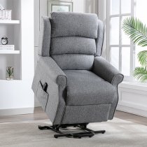 Alanya Fabric Dual Motor Riser Recliner Chair In Grey