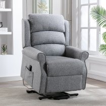 Alanya Fabric Dual Motor Riser Recliner Chair In Grey