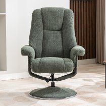 Dollis Fabric Swivel Recliner Chair And Stool In Chacha Fern