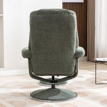 Dollis Fabric Swivel Recliner Chair And Stool In Chacha Fern