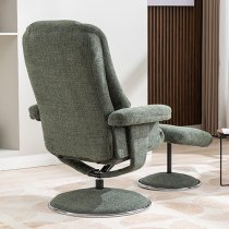 Dollis Fabric Swivel Recliner Chair And Stool In Chacha Fern