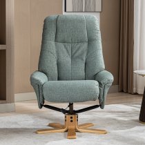 Dox Fabric Swivel Recliner Chair And Stool In Lisbon Teal