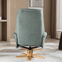 Dox Fabric Swivel Recliner Chair And Stool In Lisbon Teal