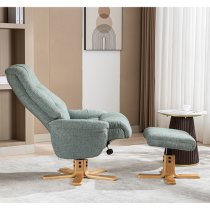 Dox Fabric Swivel Recliner Chair And Stool In Lisbon Teal