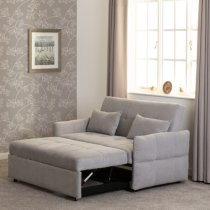 Canton Fabric Sofa Bed In Silver Grey