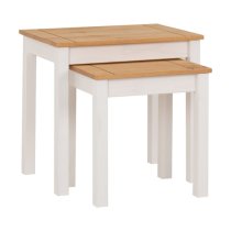 Pavia Nest Of 2 Tables In White And Natural Wax