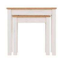 Pavia Nest Of 2 Tables In White And Natural Wax