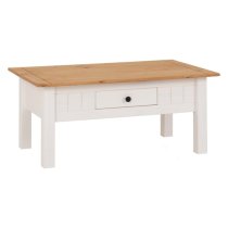 Pavia Coffee Table With 1 Drawer In White And Natural Wax