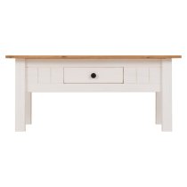 Pavia Coffee Table With 1 Drawer In White And Natural Wax