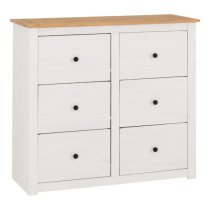 Pavia Chest Of 6 Drawers In White And Natural Wax