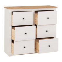 Pavia Chest Of 6 Drawers In White And Natural Wax