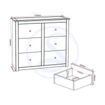 Pavia Chest Of 6 Drawers In White And Natural Wax