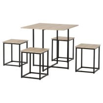 Koror Wooden Stowaway Dining Set In Sonoma Oak Effect