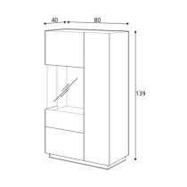 Sioux Gloss Display Cabinet Left 2 Doors In White Concrete LED