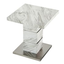 Parini High Gloss Lamp Table Square In Magnesia Marble Effect