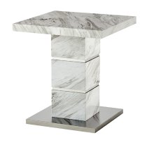 Parini High Gloss Lamp Table Square In Magnesia Marble Effect