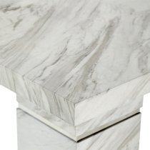 Parini High Gloss Lamp Table Square In Magnesia Marble Effect