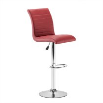 Ripple Faux Leather Bar Stool In Bordeaux With Chrome Base