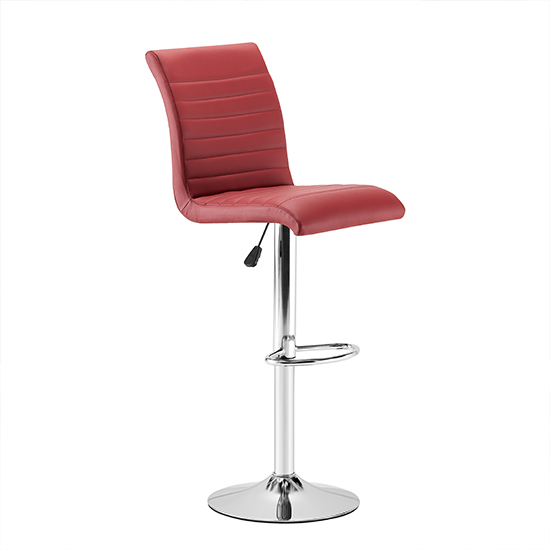 Ripple Faux Leather Bar Stool In Bordeaux With Chrome Base