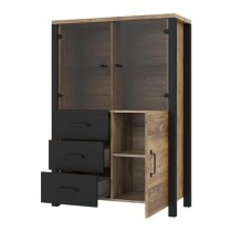 Oaxaca Display Cabinet 3 Doors In Appenzeller Oak With LED