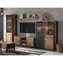 Oaxaca Display Cabinet 3 Doors In Appenzeller Oak With LED