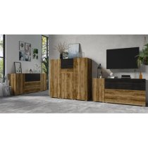 Pacific Sideboard Large 2 Doors 1 Drawer In Satin Walnut Black