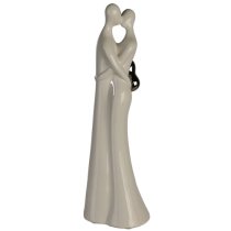 Moline Ceramics The Kiss Sculpture In White And Silver