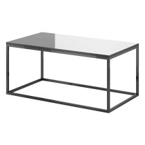 Herrin Glass Top Coffee Table In Grey With Black Metal Frame