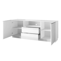 Herrin Sideboard 2 Doors 2 Drawers In White Glass Front And LED