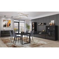 Herrin Sideboard 2 Doors 4 Drawers In Black Glass Fronts