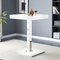 Topaz White High Gloss Bar Table With 2 Ripple Curry Stools