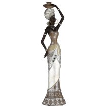 Ocala Polyresin Lady Nairobi Sculpture In Beige And Brown