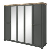 Eilat Mirrored Wardrobe With 5 Doors In Green