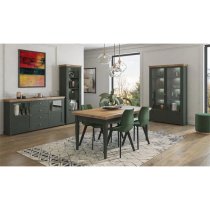 Eilat Wooden Tall Display Cabinet Left In Green And LED