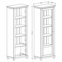 Eilat Wooden Tall Display Cabinet Left In Green And LED