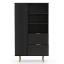 Naples Wooden Highboard With 1 Door 2 Drawers In Black