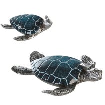 Ocala Polyresin Turtle Josie Sculpture In Blue And Silver