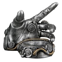 Ocala Polyresin Bottle Rack Steampunk Hand Sculpture In Silver