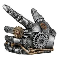 Ocala Polyresin Bottle Rack Steampunk Hand Sculpture In Silver