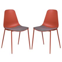 Naxos Rust Metal Dining Chairs With Fabric Seat In Pair