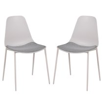 Naxos Stone Metal Dining Chairs With Fabric Seat In Pair