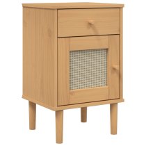 Celle Pinewood Bedside Cabinet With 1 Door 1 Drawer In Brown