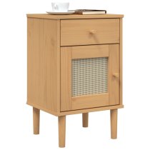 Celle Pinewood Bedside Cabinet With 1 Door 1 Drawer In Brown