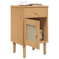 Celle Pinewood Bedside Cabinet With 1 Door 1 Drawer In Brown