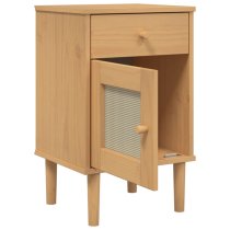 Celle Pinewood Bedside Cabinet With 1 Door 1 Drawer In Brown