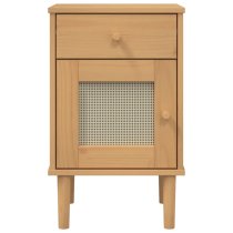 Celle Pinewood Bedside Cabinet With 1 Door 1 Drawer In Brown