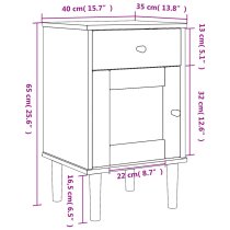 Celle Pinewood Bedside Cabinet With 1 Door 1 Drawer In Brown