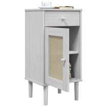 Celle Pinewood Bedside Cabinet Tall 1 Door 1 Drawer In White