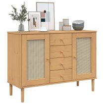 Celle Pinewood Sideboard With 2 Doors 4 Drawers In Brown