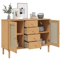 Celle Pinewood Sideboard With 2 Doors 4 Drawers In Brown